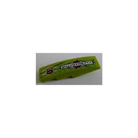 LEGO Lime Slope 1 X 4 Curved With YUBIHAMA Left Side Sticker 11153