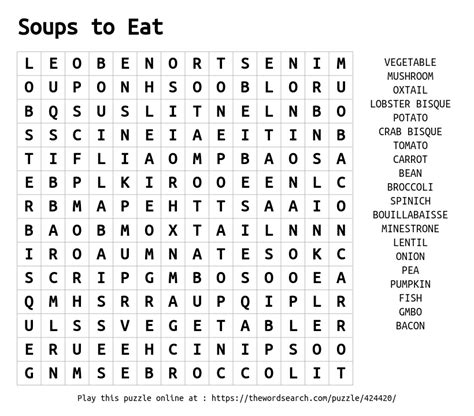 Soups To Eat Word Search