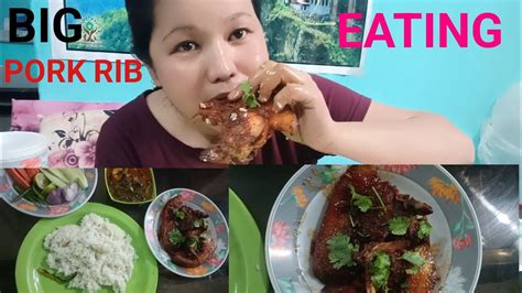 Big Fatty And Spicy Pork 🐖 Ribs Mukbang Rice Pork Curry With Rayo Sag 🥬 Eating Show Ameentg