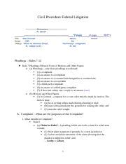 Copy Of Civ Pro Outline Docx Civil Procedure Federal Litigation