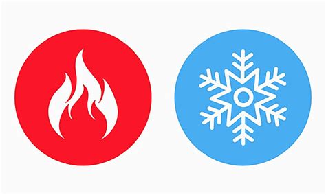 vector illustration  heat  cold icon fire  snowflake symbol