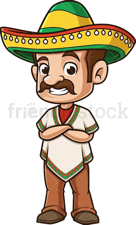 Mexican Man Arms Crossed Cartoon Clipart Vector Friendlystock