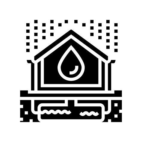 Rainwater Harvesting Green Building Glyph Icon Vector Illustration