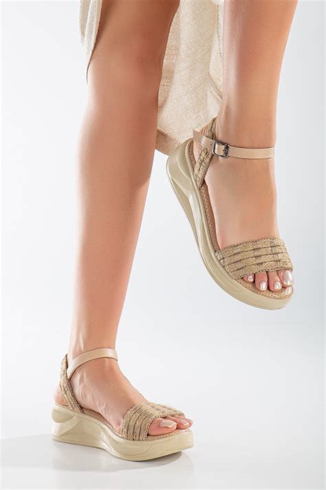 AYMELA Kadın Nude cm Hasır Bantlı Sandalet Fiyatı Yorumları