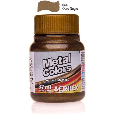 Acrilex Tinta Metal Colors 37ml Ouro Negro 644 Shopee Brasil