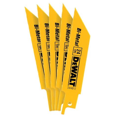 Dewalt 4 In 24 Teeth Per In Straight Back Bi Metal Reciprocating Saw Blade 5 Pack Dw4812