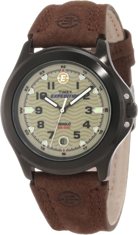 Timex T40051 Expedition Metal Field Reloj Con Correa De Cuero Marrón Para Hombre Brown Black