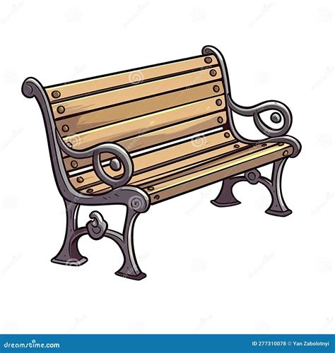 Bench In Cartoon Style Stiker On White Background On Isolated