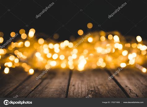 Christmas Bokeh Lights Wooden Surface Stock Photo Antonmatyukha