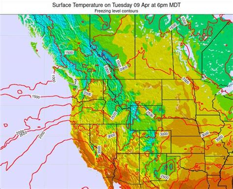 Idaho Surface Temperature on Monday 21 Jun at 12pm MDT