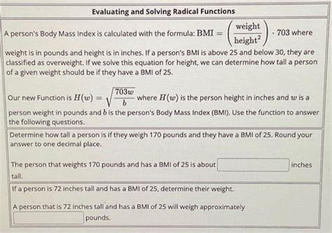 Solved A Person S Body Mass Index Is Calculated With The Chegg