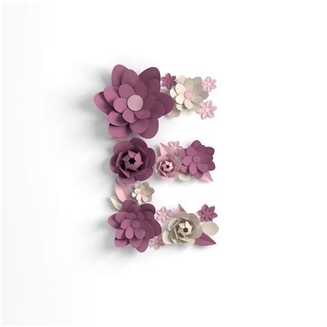 Premium Photo Paper Flower Alphabet Letter E 3d Render