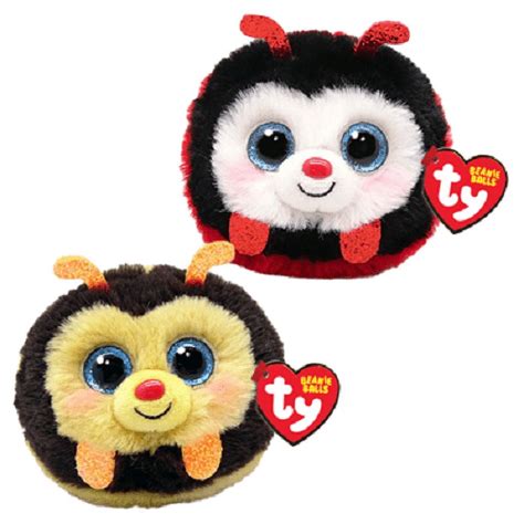 SET OF 2 Ty Puffies Beanie Balls IZZY The Ladybug ZINGER The Bee