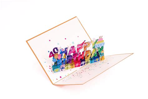 Happy Birthday 40th Pop Up Card 40th Birthday Card Happy Etsy