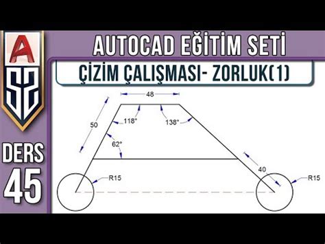 Autocad Dersleri 45 Örnek Çizim Çalışması Zorluk Derecesi 1 Lengthen