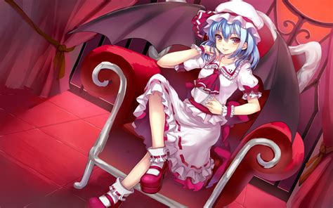 Wallpaper Anime Sayap Kursi Cangkir Gadis Kostum Koleksi Touhou