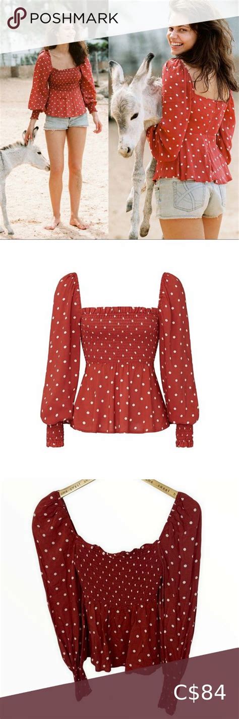 Revolve Auguste The Label Polly Sunday Top Red Polka Dot Puff Sleeve