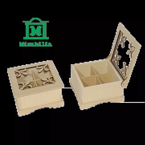 Caja De Te Divisiones Con Visor Caladado Flor De Liz Mirabilia