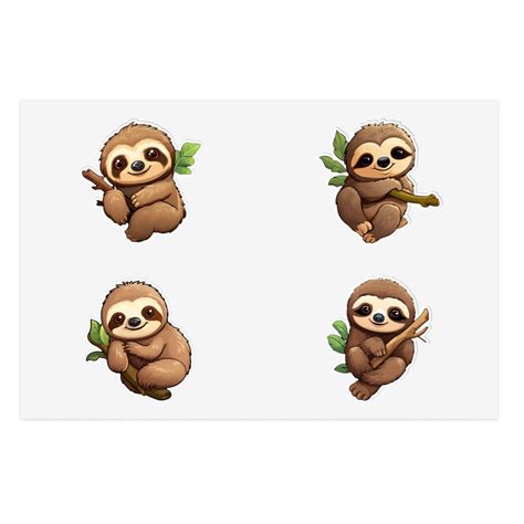 Cute Baby Sloth Sticker Sheets Etsy