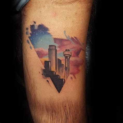 20 Dallas Skyline Tattoo Designs For Men - Texas Ink Ideas