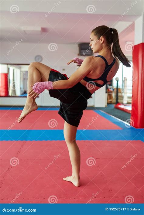 Kickboxer Girl Shadow Boxing Stock Image Image Of Adult Martial 152575717