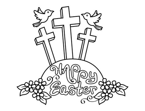 Printable Christian Happy Easter Coloring Page