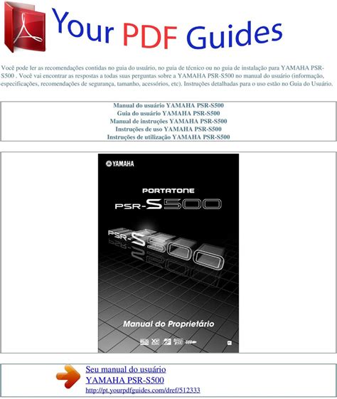 Seu Manual Do Usuário Yamaha Psr S500 Pdf Free Download