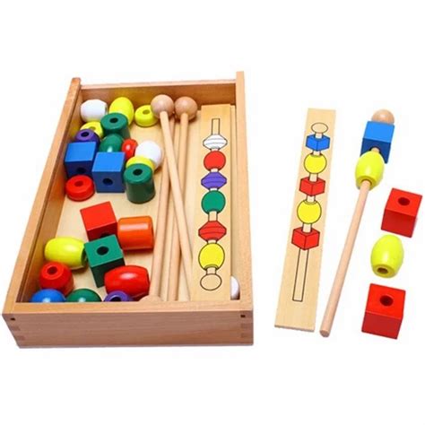 Conjunto De Contas De Madeira Montessori Brinquedos Educativos Para