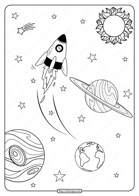 Free Printable Space Journey Pdf Coloring Page. High quality free ...