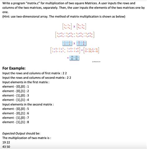 Solved Write A Program Matrix C For Multiplication Of Two Chegg