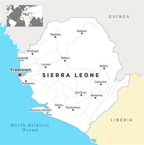 Carte Politique De La Sierra Leone Avec La Capitale Freetown Les Villes