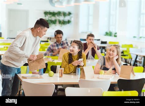 High School Students At School Cafeteria Stock Photo Alamy