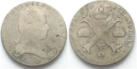 Haus Habsburg RDR Kronentaler 1796 C Prag FRANZ II Silber 19043 S F