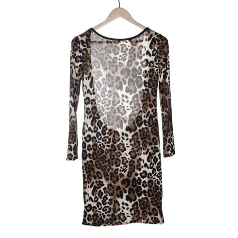 Desconto Moda Padrão Leopard Backless Halter Magro Sexy Vestido De