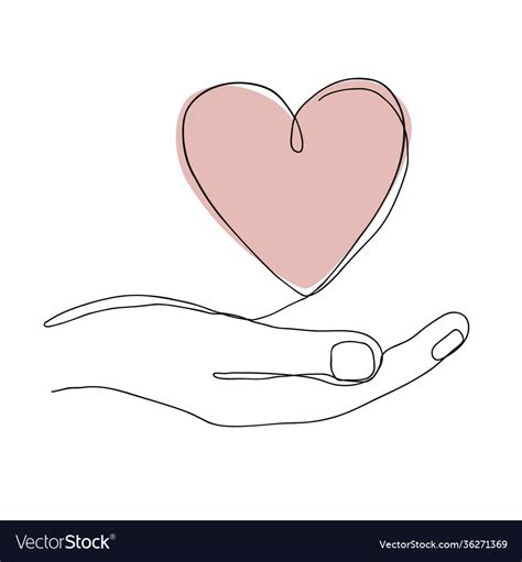 Single Continuous Line Drawing Hand Holding Vector Image