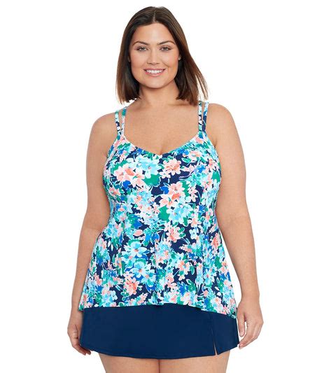 Shape Solver By Penbrooke Womens Plus Size Ditsy Days Princess Seam Hi