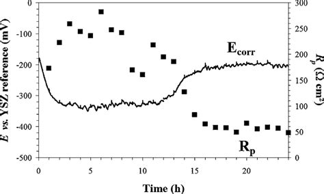 Evolution Of The Corrosion Potential And The Polarization Resistance Of