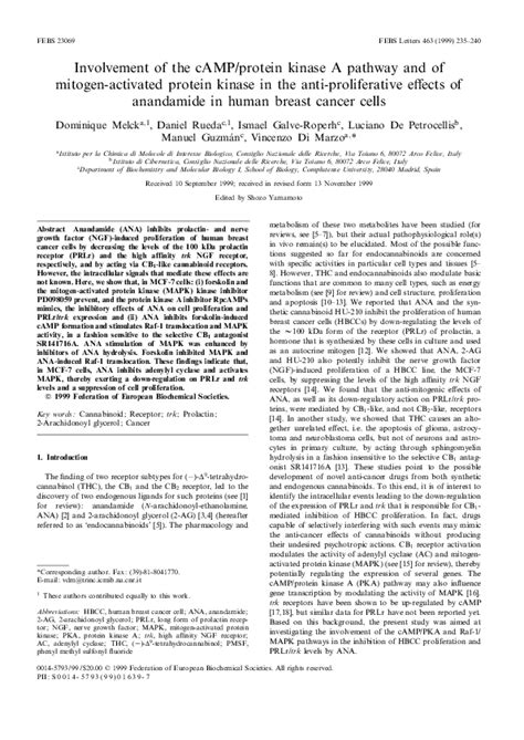 Pdf Involvement Of The Campprotein Kinase A Pathway And Of Mitogen