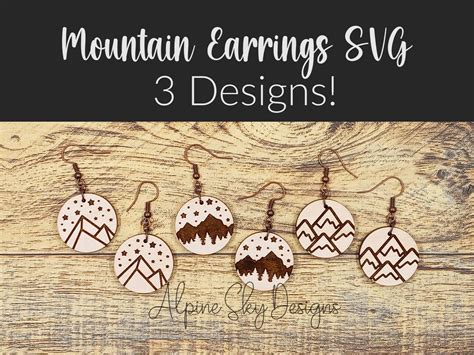 Mountain Earring Svg Bundle For Glowforge Laser Mountain Earrings Svg