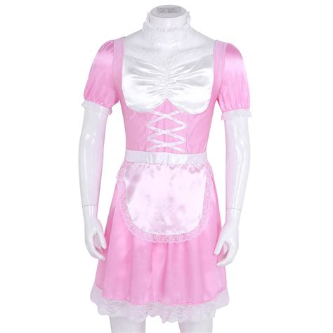 Sissy Satin French Maid Male Adult Uniform Fancy Dress Costume Party