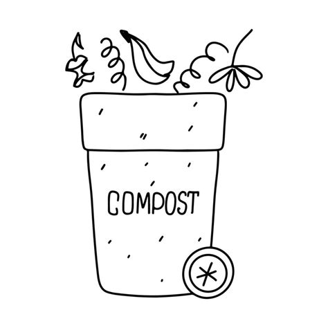 Compost Bin Icon Hand Drawn Doodle Style Vector Illustration Isolated