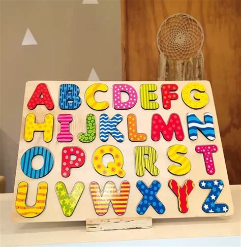 Encastre Abecedario Didáctico Letras Madera Colores Niños