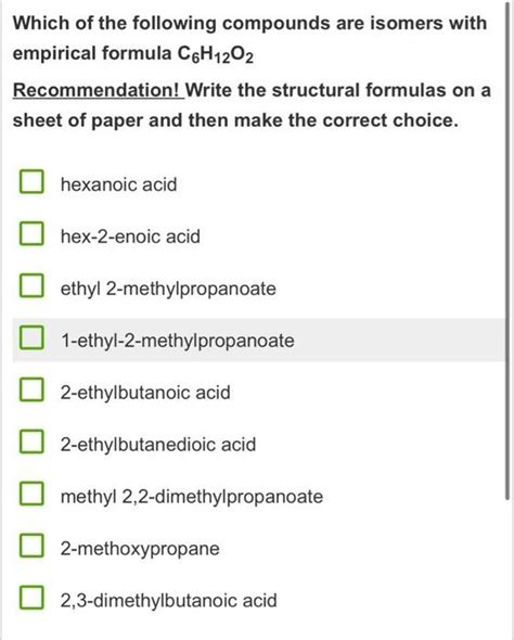 Solved Which Of The Following Compounds Are Isomers With