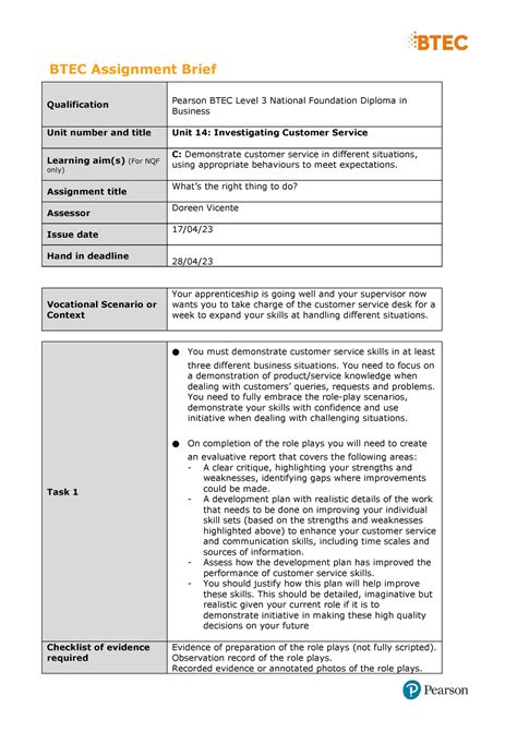 Unit Authorised Assignment Brief For Learning Aim C Investigating