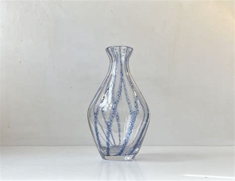 Vase Aus Murano Glas Mit Blauen Streifen Von Ercole Barovier F R