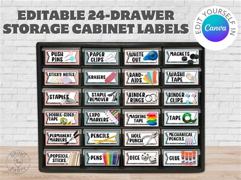 Customizable Labels for Storage Unit, 24-drawer Plastic Storage Cabinet ...