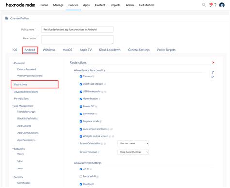 How To Configure Restrictions On Devices Enrolled In Android Enterprise Hexnode Help Center