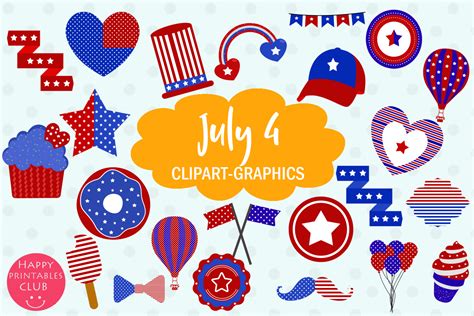 July 4 Patriotic Clipart Graphics Graphic by Happy Printables Club ...