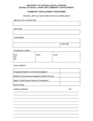 Ukzn Application Form Pdf Fill Online Printable Fillable Blank