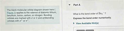 Solved Part A The Blank Molecular Orbital Diagram Shown Here Figure